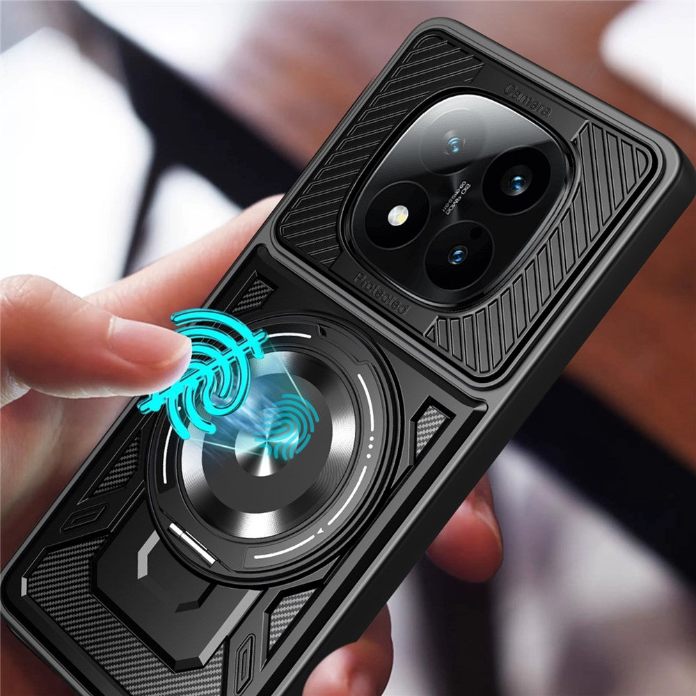 For Xiaomi Redmi Note 14 Pro 4G Magnetic Case Rotating Kickstand TPU + PC Phone Cover