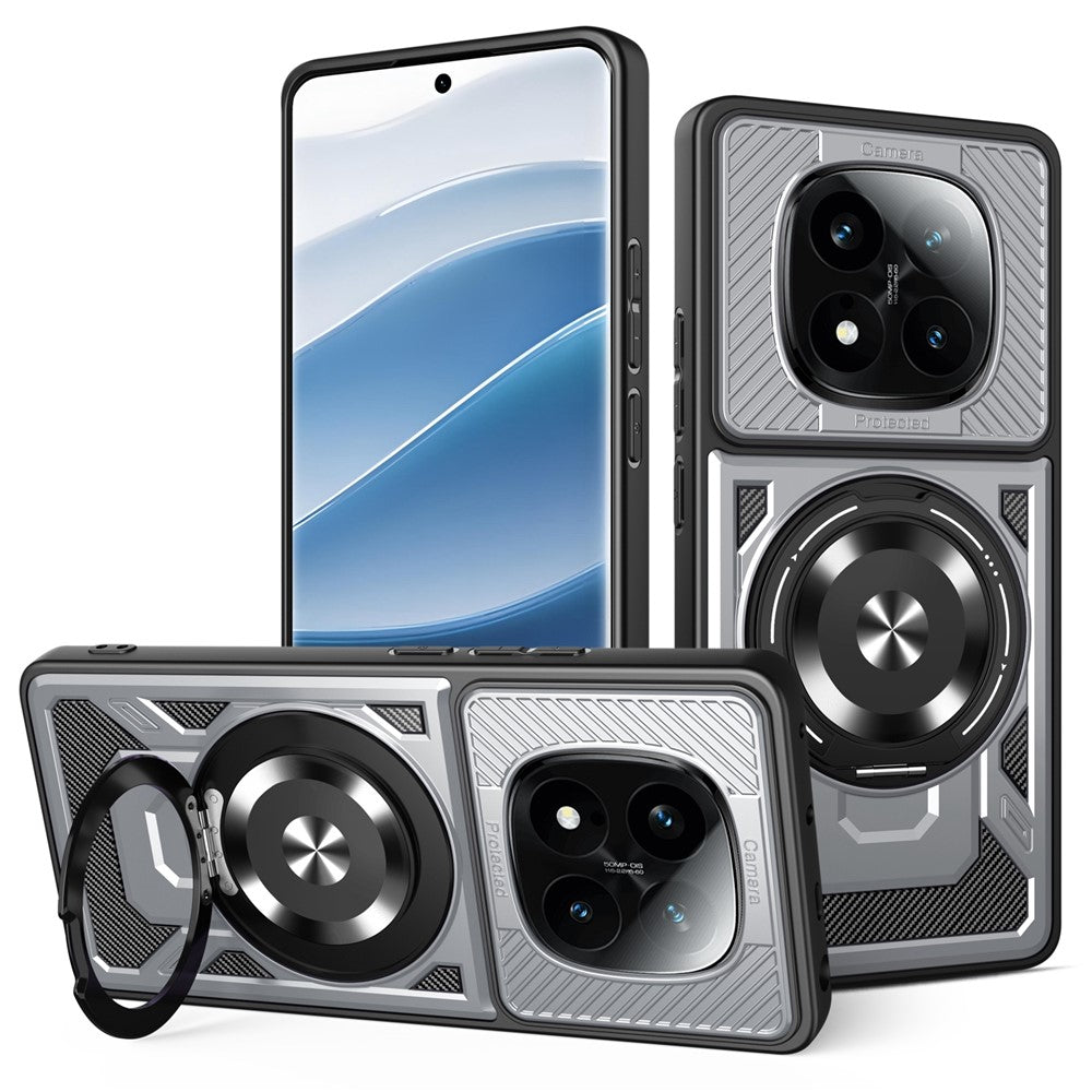 For Xiaomi Redmi Note 14 Pro 4G Magnetic Case Rotating Kickstand TPU + PC Phone Cover