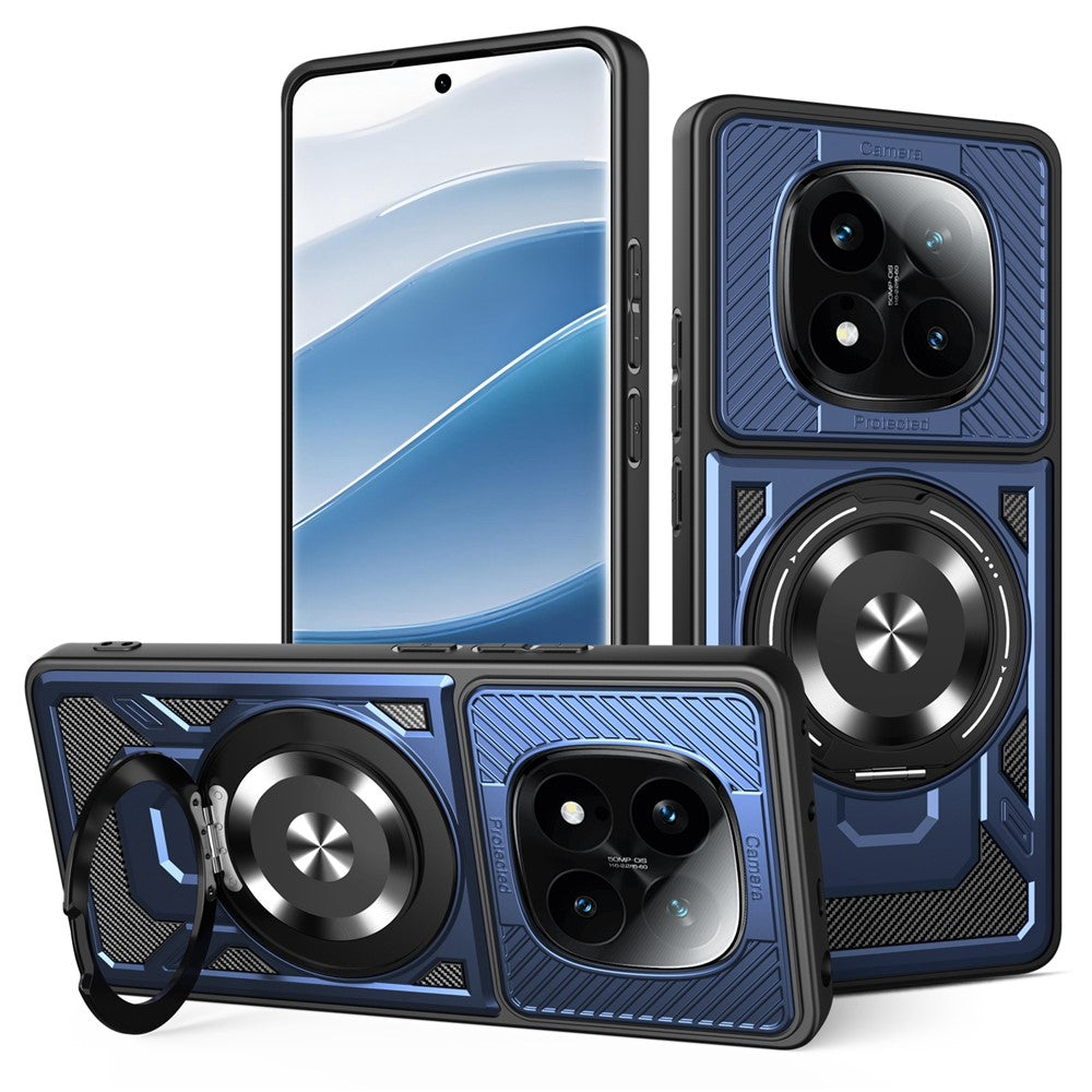 For Xiaomi Redmi Note 14 Pro 4G Magnetic Case Rotating Kickstand TPU + PC Phone Cover