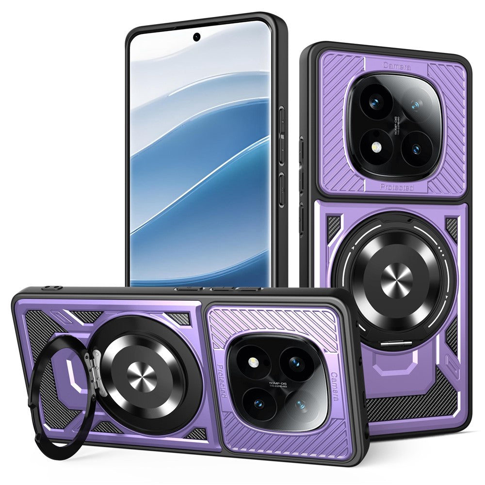 For Xiaomi Redmi Note 14 Pro 4G Magnetic Case Rotating Kickstand TPU + PC Phone Cover