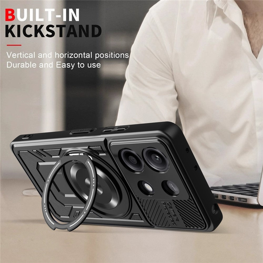For Xiaomi Redmi Note 13 Pro 4G / Poco M6 Pro 4G Magnetic Case Rotating Kickstand TPU + PC Phone Cover