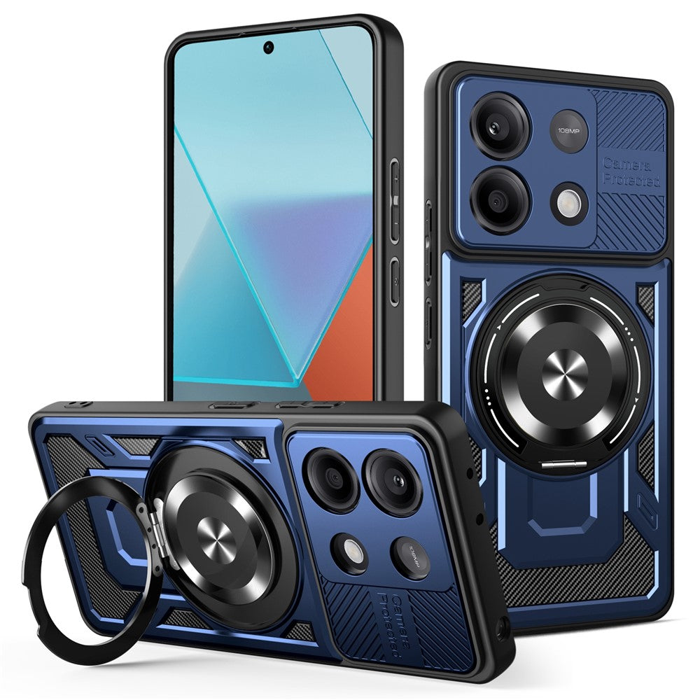 For Xiaomi Redmi Note 13 Pro 4G / Poco M6 Pro 4G Magnetic Case Rotating Kickstand TPU + PC Phone Cover