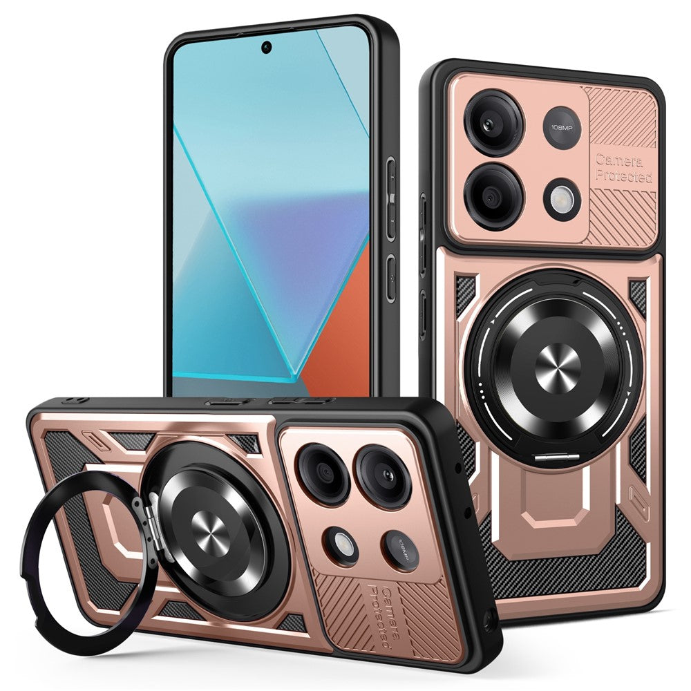 For Xiaomi Redmi Note 13 Pro 4G / Poco M6 Pro 4G Magnetic Case Rotating Kickstand TPU + PC Phone Cover