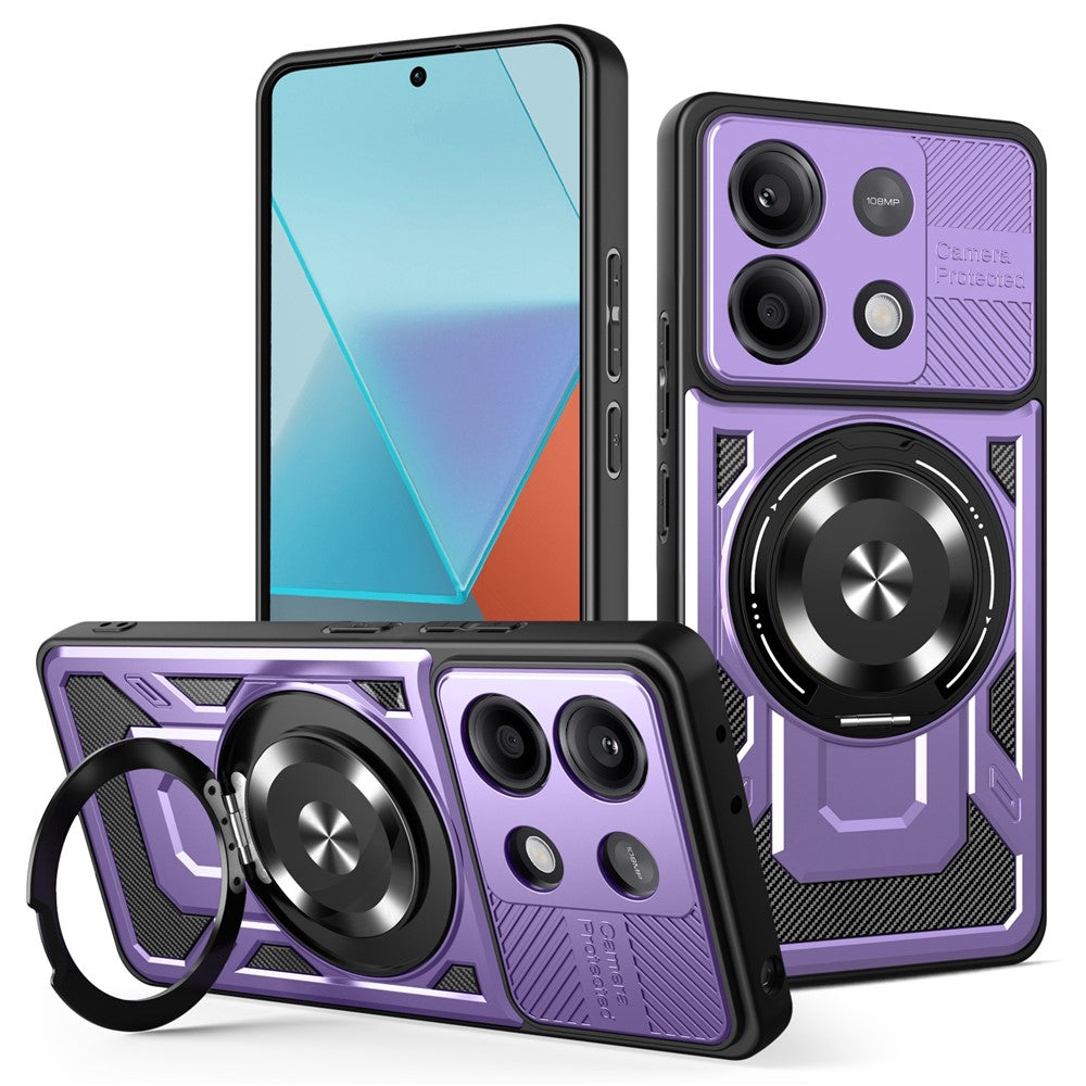 For Xiaomi Redmi Note 13 Pro 4G / Poco M6 Pro 4G Magnetic Case Rotating Kickstand TPU + PC Phone Cover
