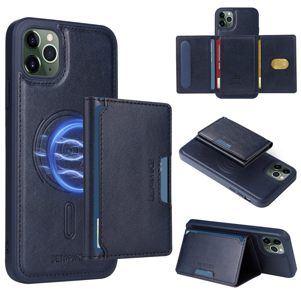 BETOPNICE til iPhone 11 Pro Max Magnetisk Cover Læder Telefoncover Støtteben med Aftagelig Korttaske