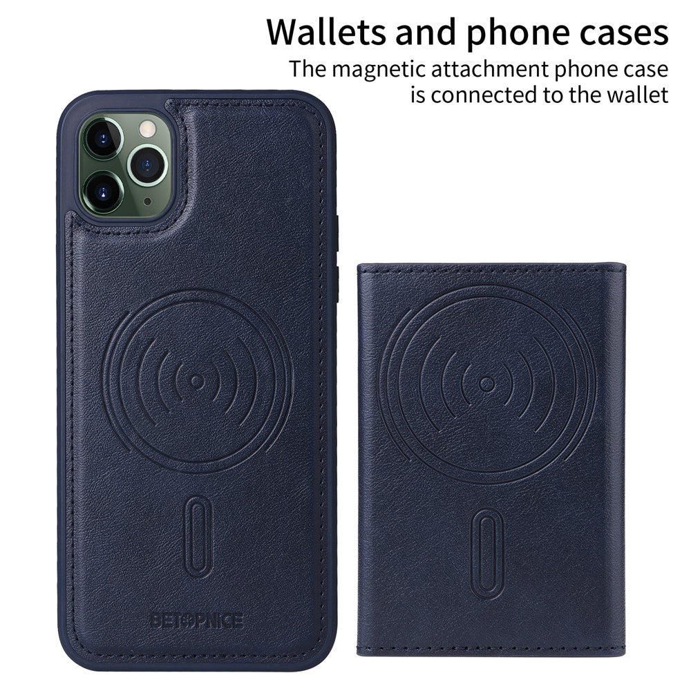 BETOPNICE For iPhone 11 Pro Max Magnetic Case  Leather Phone Cover Kickstand with Detachable Card Bag