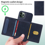 BETOPNICE For iPhone 11 Pro Max Magnetic Case  Leather Phone Cover Kickstand with Detachable Card Bag