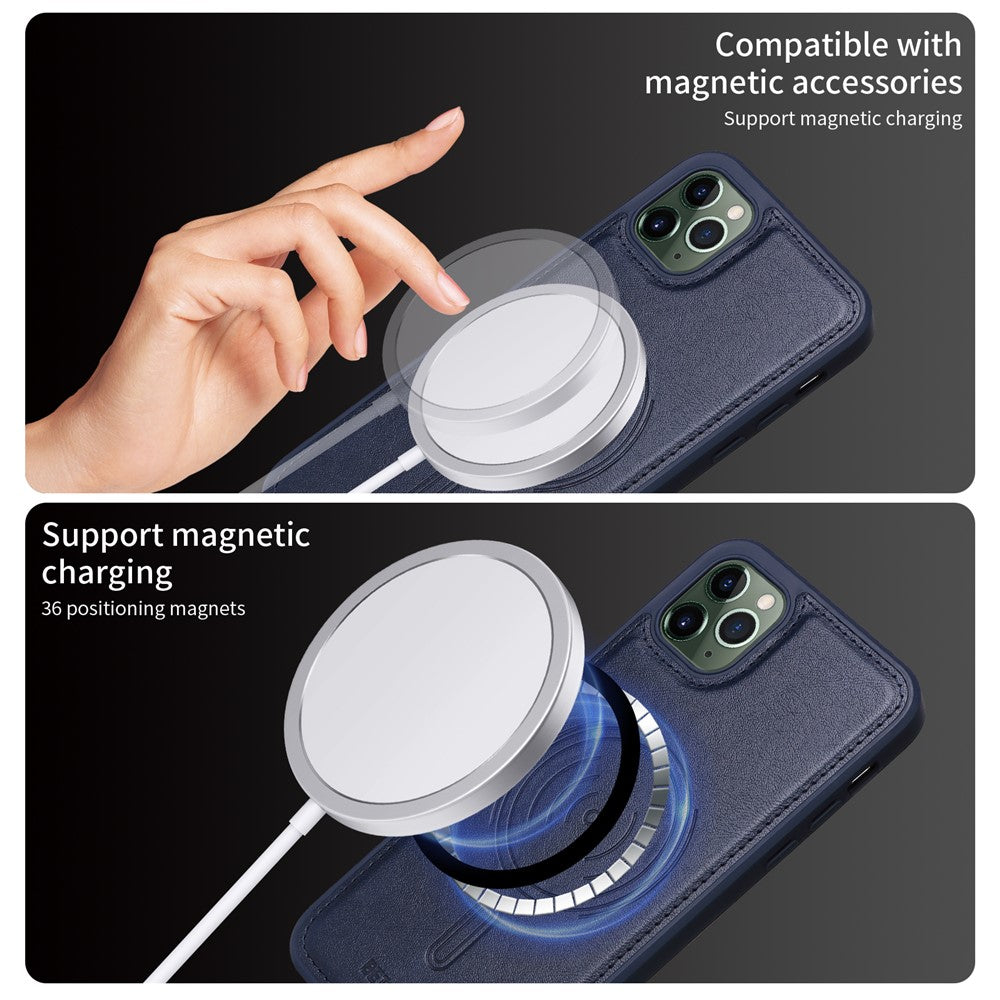BETOPNICE For iPhone 11 Pro Max Magnetic Case  Leather Phone Cover Kickstand with Detachable Card Bag