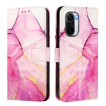 For Xiaomi Poco F3 Case with Strap Marble Pattern Leather Phone Cover Card Holder