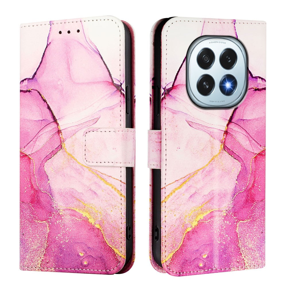 For Oppo F29 5G Case with Strap Marble Pattern Leather Phone Cover Card Holder