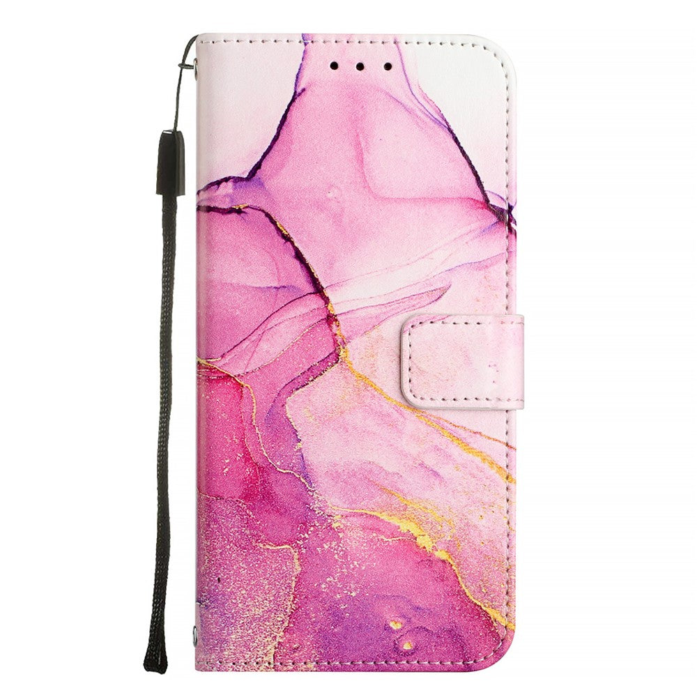 For Oppo F29 5G Case with Strap Marble Pattern Leather Phone Cover Card Holder