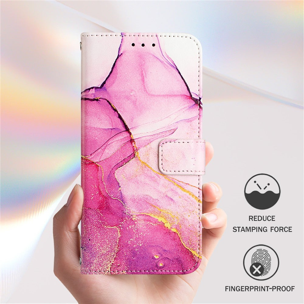 For Oppo F29 5G Case with Strap Marble Pattern Leather Phone Cover Card Holder