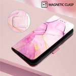 For Oppo F29 5G Case with Strap Marble Pattern Leather Phone Cover Card Holder