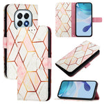 For Oppo F29 5G Case with Strap Marble Pattern Leather Phone Cover Card Holder