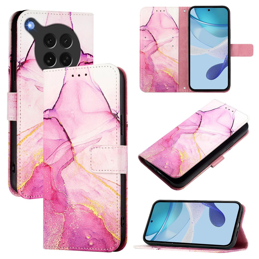For Oppo Find X8s 5G Case with Strap Marble Pattern Leather Phone Cover Card Holder