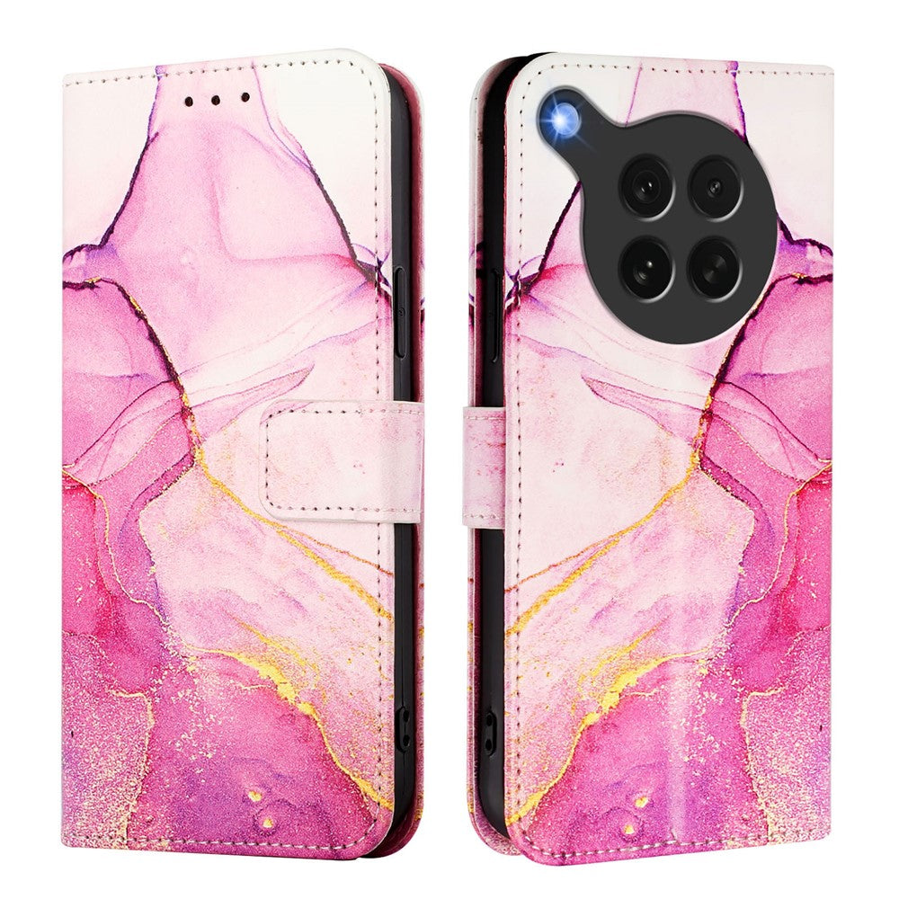 For Oppo Find X8s 5G Case with Strap Marble Pattern Leather Phone Cover Card Holder