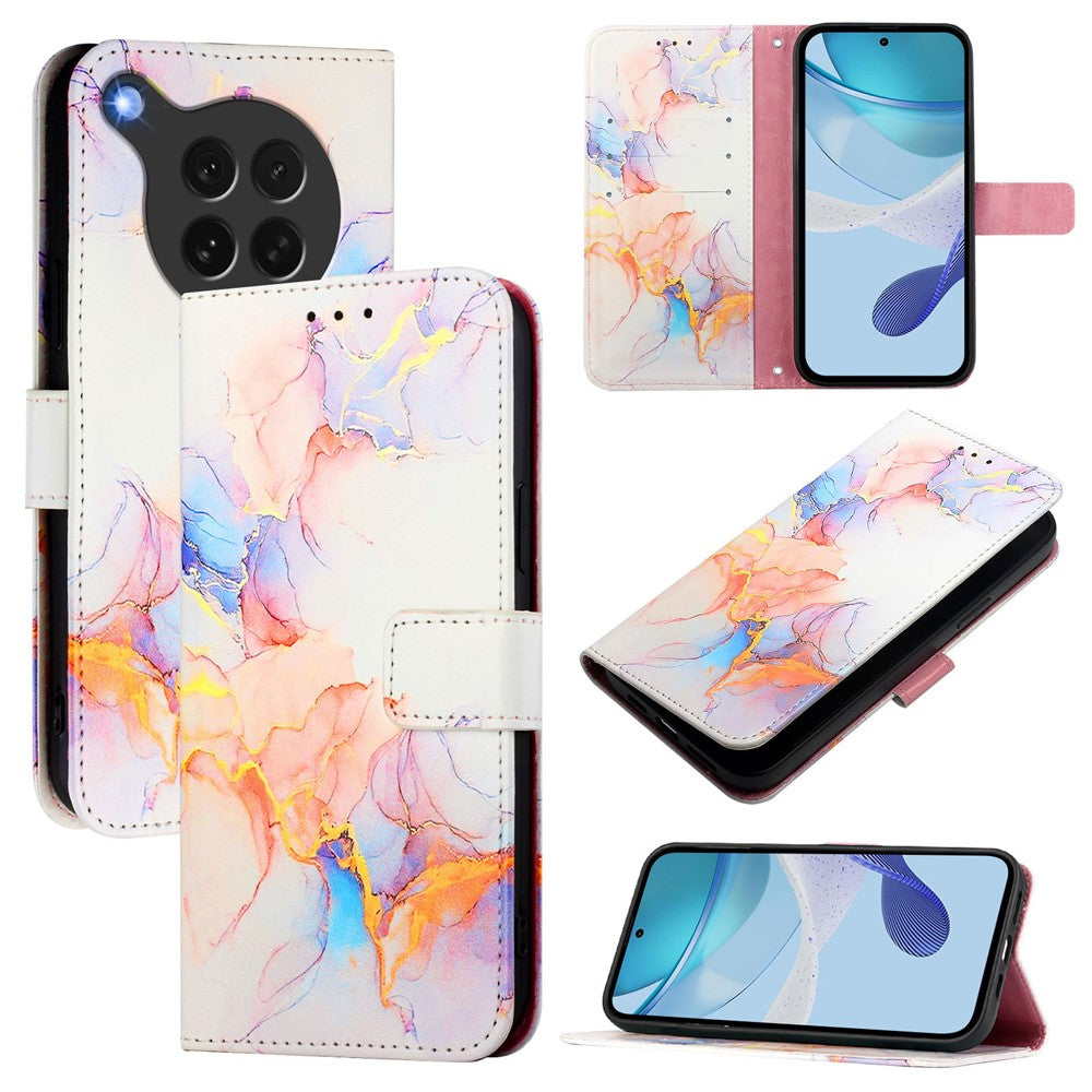 For Oppo Find X8s 5G Case with Strap Marble Pattern Leather Phone Cover Card Holder