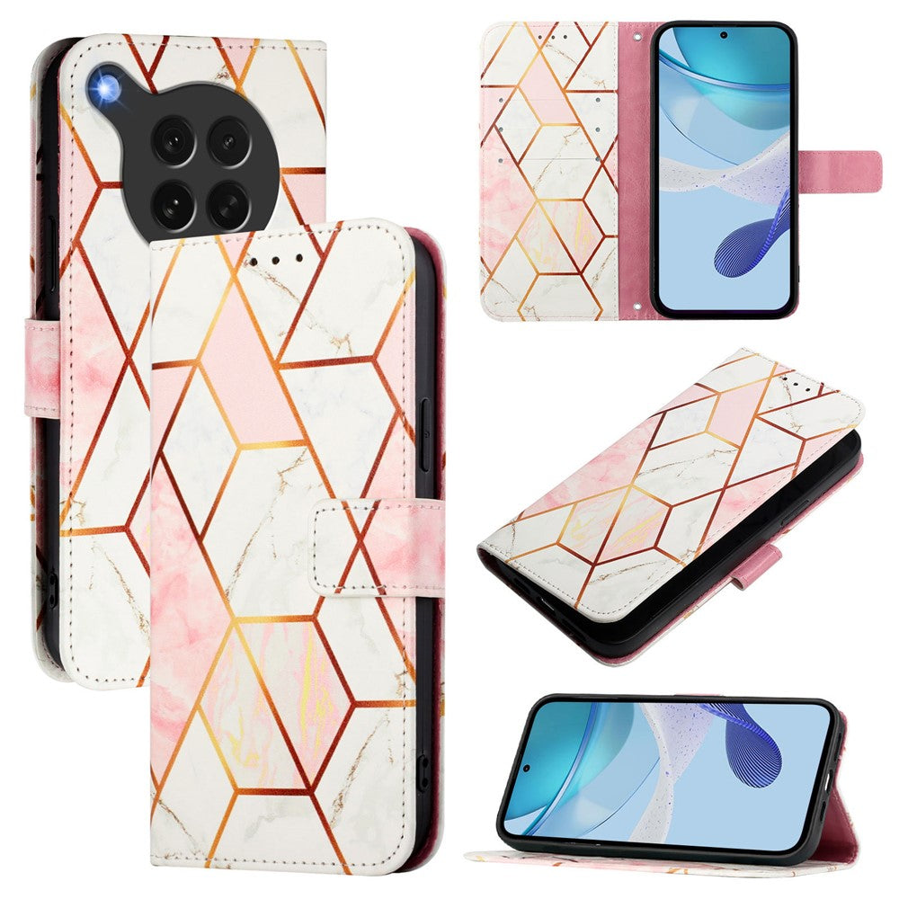 For Oppo Find X8s 5G Case with Strap Marble Pattern Leather Phone Cover Card Holder