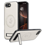 For iPhone 17e / 16e Magnetic Case with Kickstand PU + TPU + PC Phone Back Cover Drop Resistant