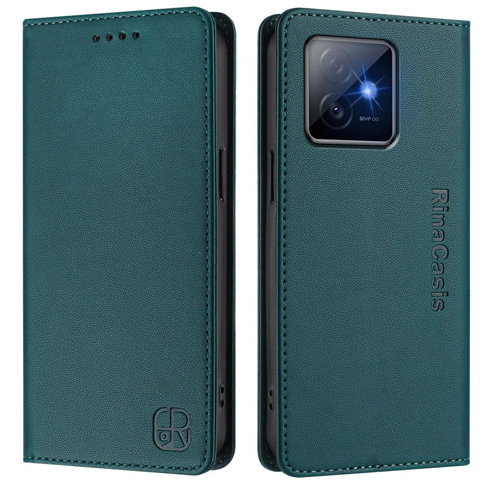 For Honor X60 GT 5G Leather Case RINACASIS RC01 Phone Cover with RFID Blocking Wallet Stand