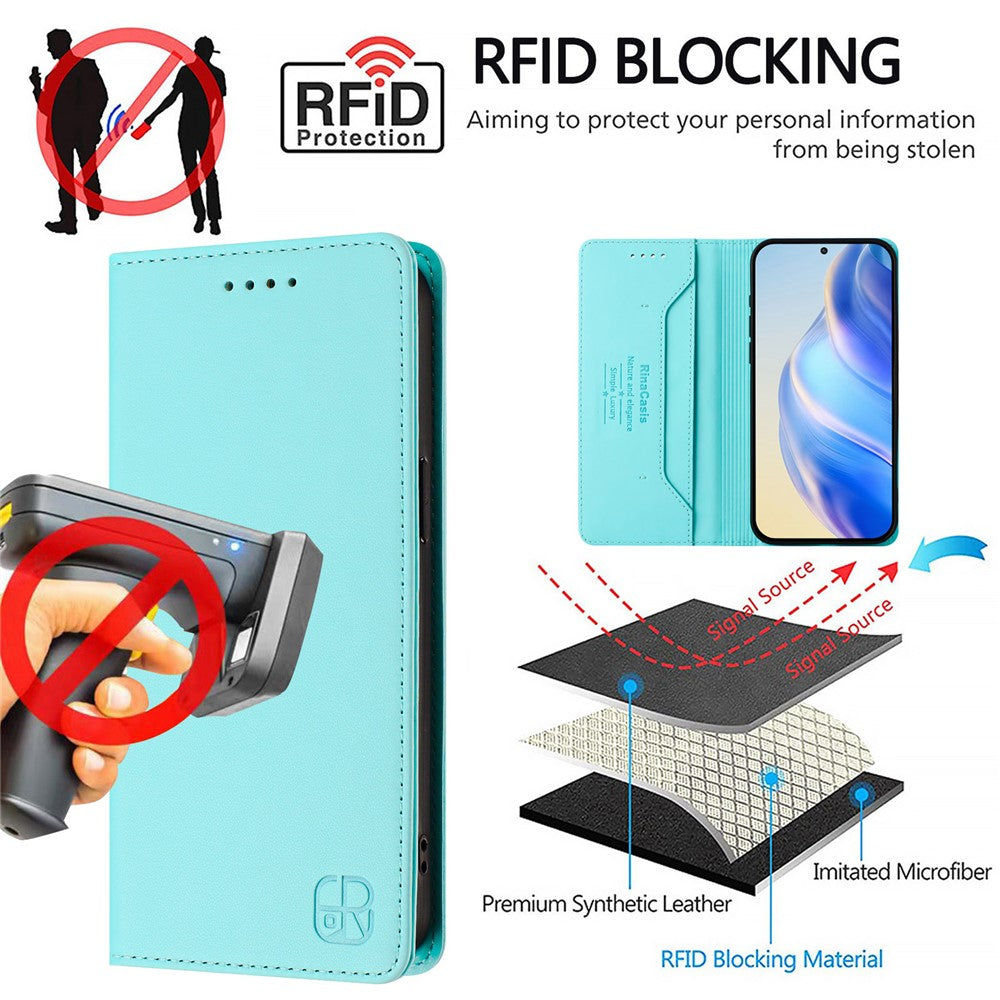 For Oppo K13 5G Leather Case RINACASIS RC01 Phone Cover with RFID Blocking Wallet Stand