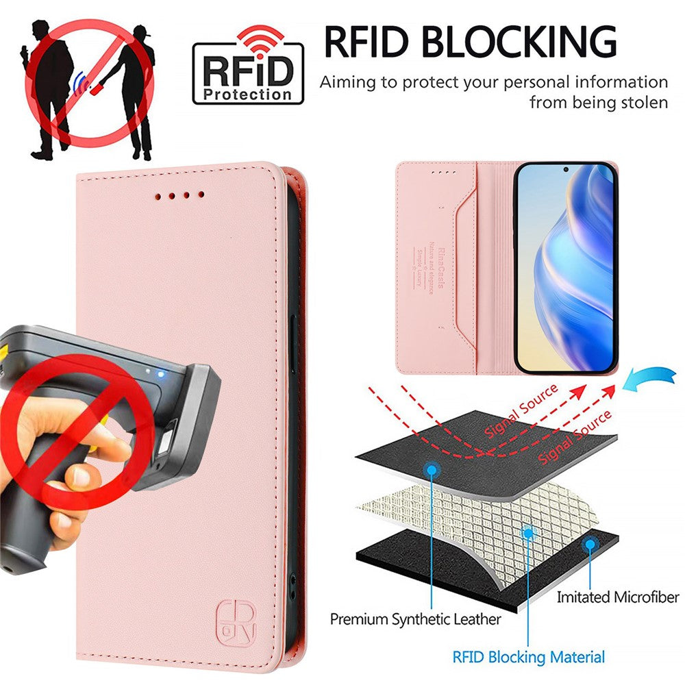 Läderfodral för OnePlus 13T 5G, RINACASIS RC01, mobilfodral med RFID-blockerande plånboksställ