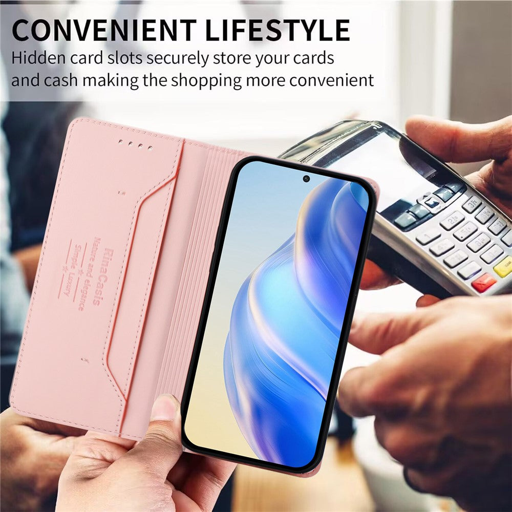 Läderfodral för OnePlus 13T 5G, RINACASIS RC01, mobilfodral med RFID-blockerande plånboksställ