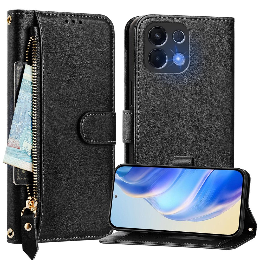 For Oppo K13 5G Case Zipper Pocket Multiple Card Slots Leather Phone Cover