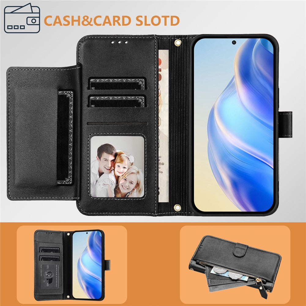 For Oppo K13 5G Case Zipper Pocket Multiple Card Slots Leather Phone Cover
