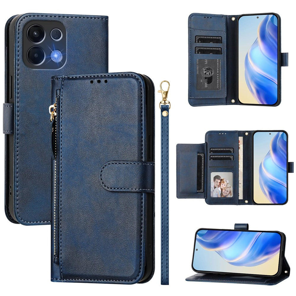 For Oppo K13 5G Case Zipper Pocket Multiple Card Slots Leather Phone Cover