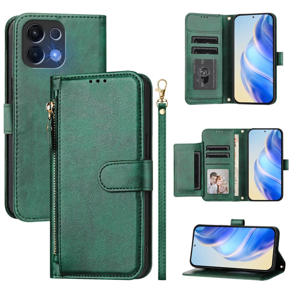 For Oppo K13 5G Case Zipper Pocket Multiple Card Slots Leather Phone Cover
