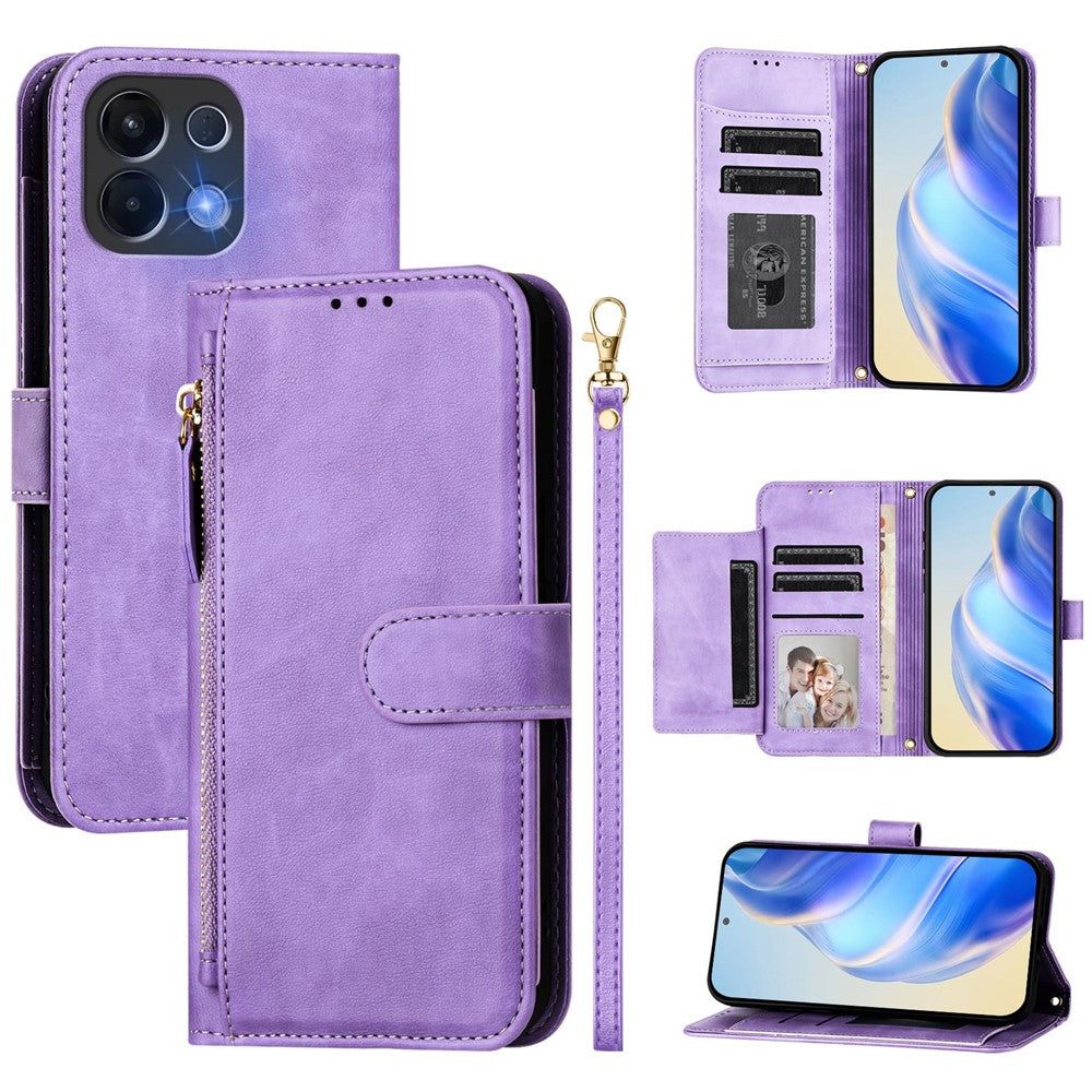 For Oppo K13 5G Case Zipper Pocket Multiple Card Slots Leather Phone Cover