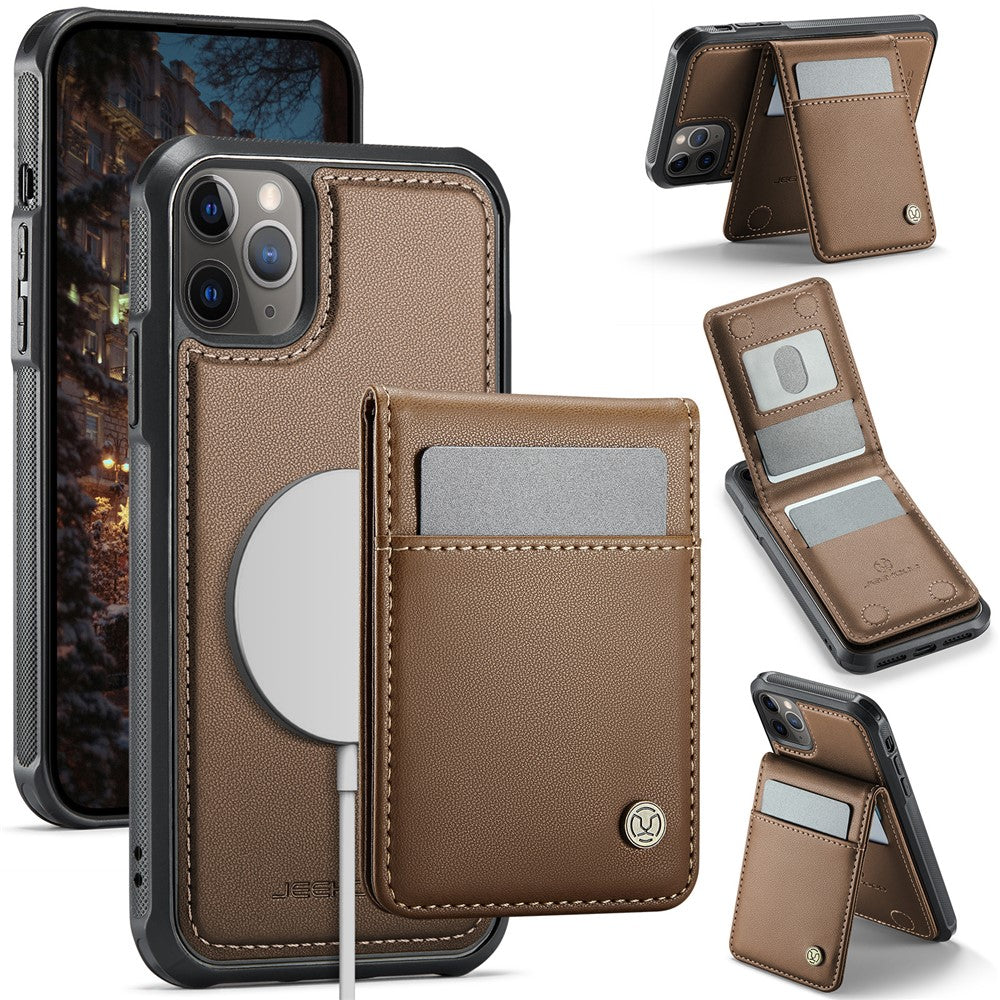 JEEHOOD For iPhone 11 Pro Leather Back Cover Compatible with MagSafe  J06 Phone Case with Card Bag RFID Blocking