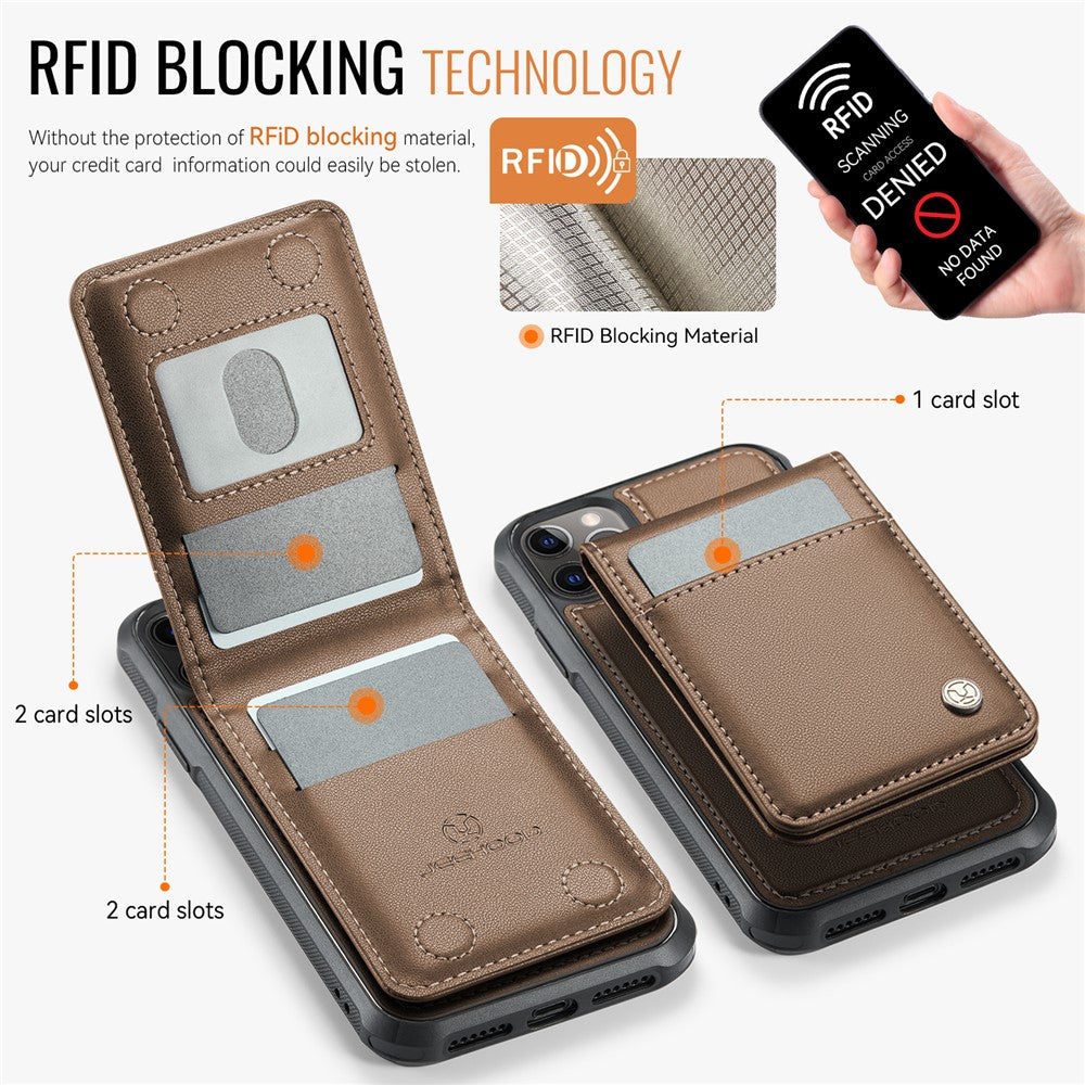 JEEHOOD For iPhone 11 Pro Leather Back Cover Compatible with MagSafe  J06 Phone Case with Card Bag RFID Blocking