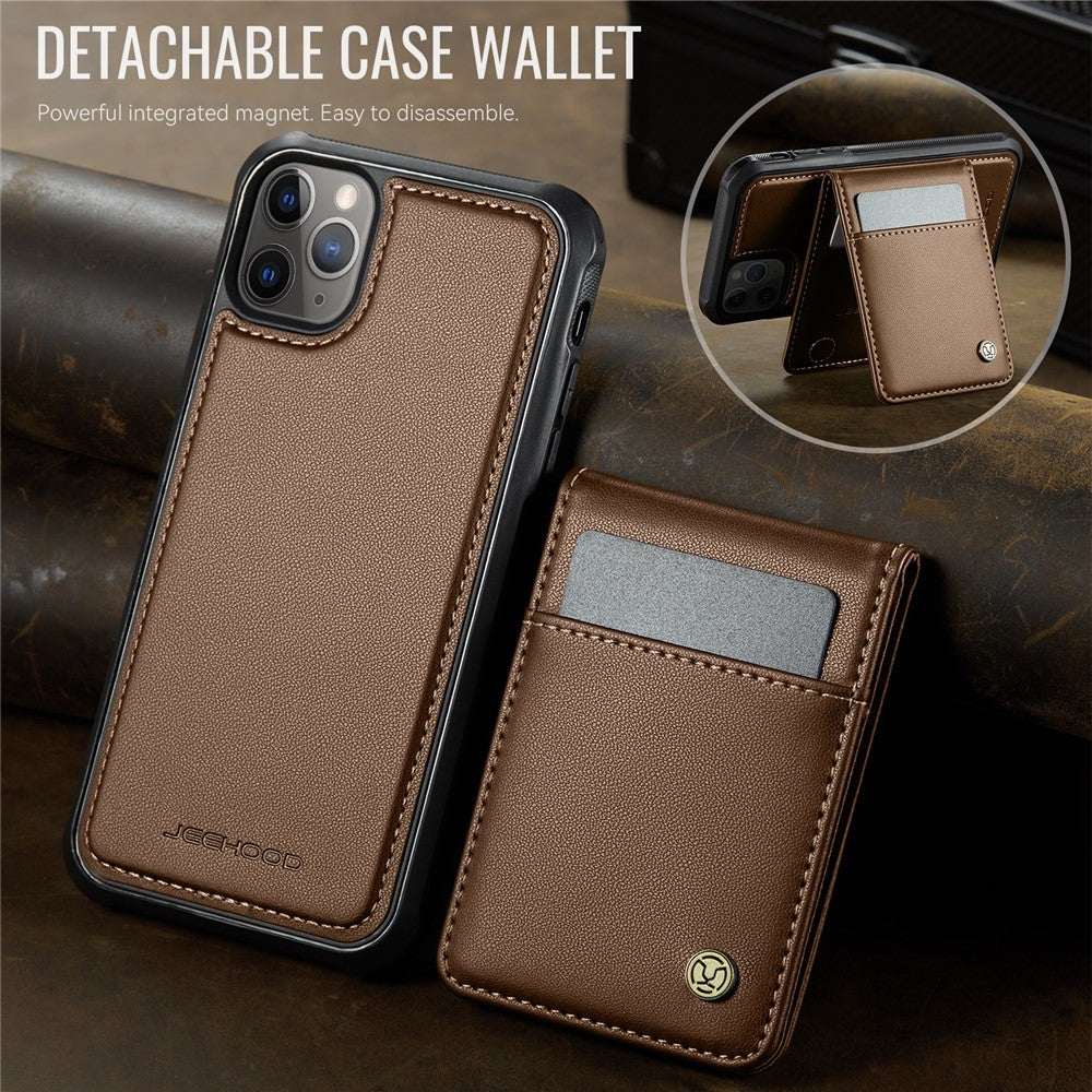 JEEHOOD For iPhone 11 Pro Leather Back Cover Compatible with MagSafe  J06 Phone Case with Card Bag RFID Blocking