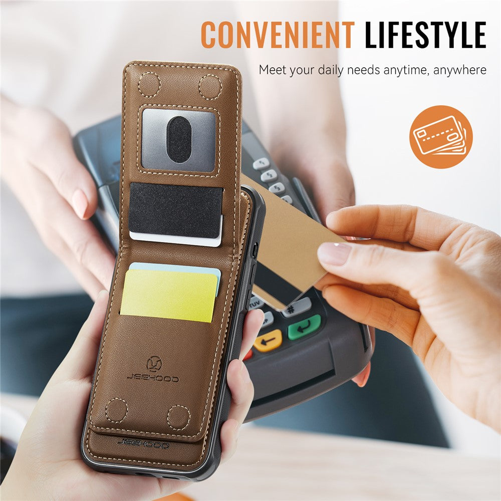 JEEHOOD For iPhone 11 Pro Leather Back Cover Compatible with MagSafe  J06 Phone Case with Card Bag RFID Blocking