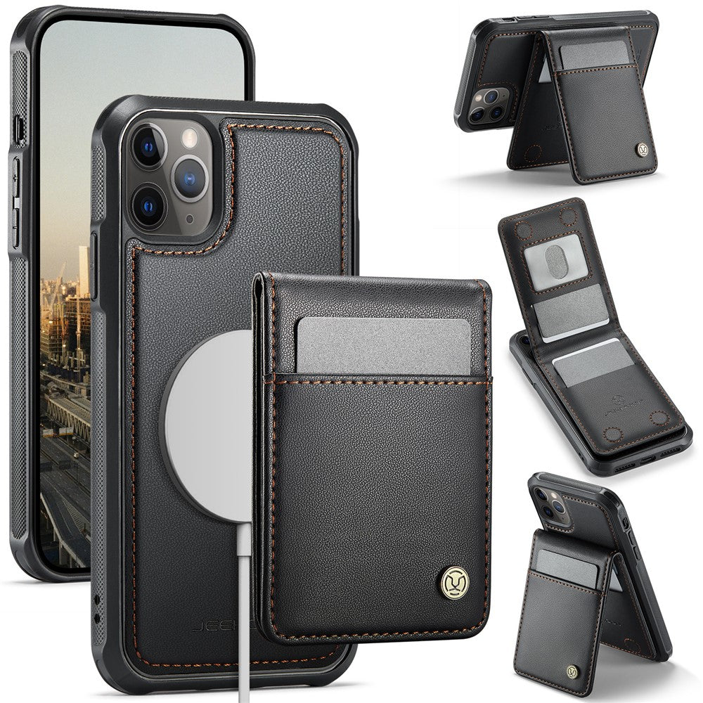 JEEHOOD For iPhone 11 Pro Leather Back Cover Compatible with MagSafe  J06 Phone Case with Card Bag RFID Blocking