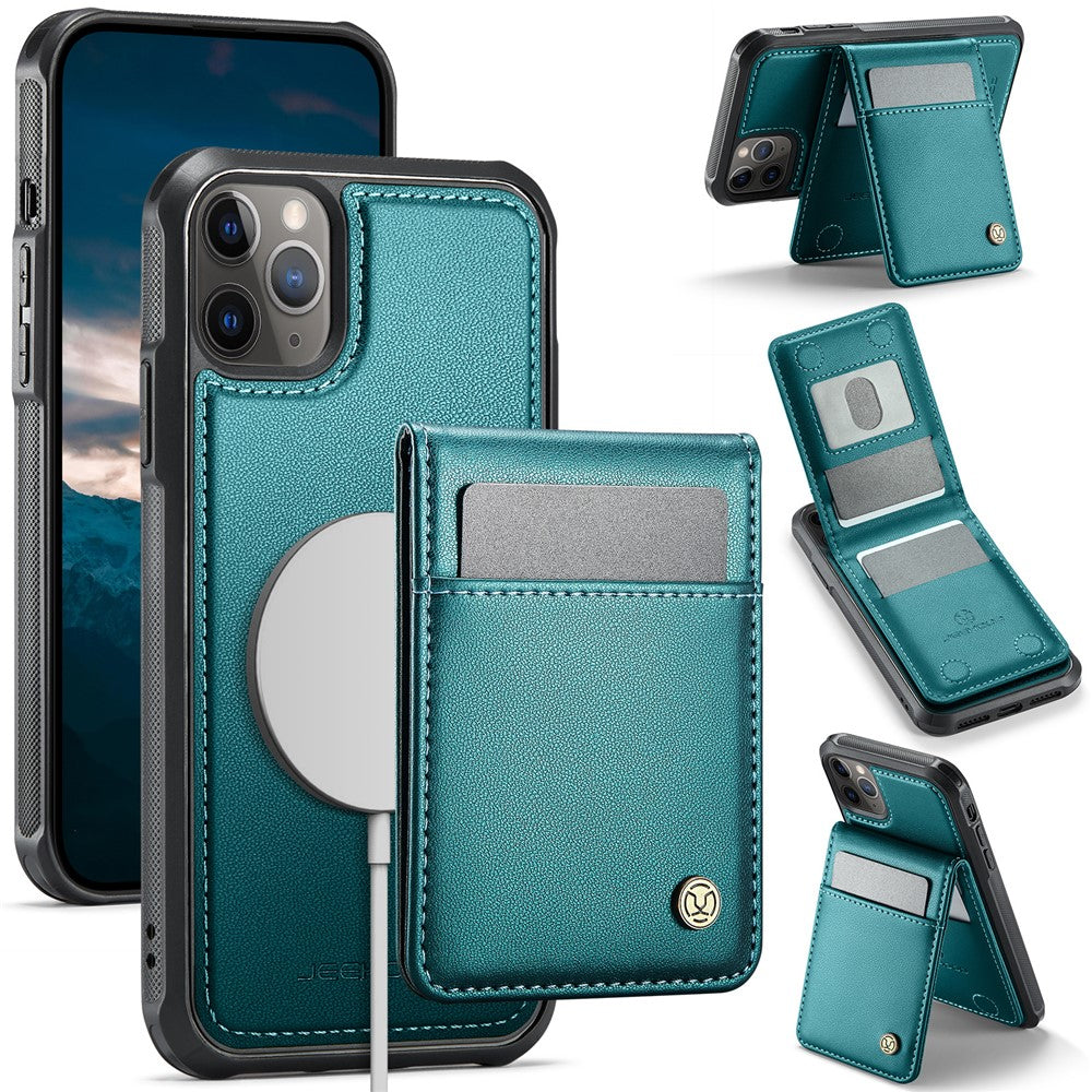 JEEHOOD For iPhone 11 Pro Leather Back Cover Compatible with MagSafe  J06 Phone Case with Card Bag RFID Blocking