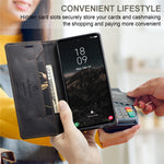 AUTSPACE For Samsung Galaxy S25 Pung Etui A01 Læder Stativ Cover med RFID-blokerende kortholder