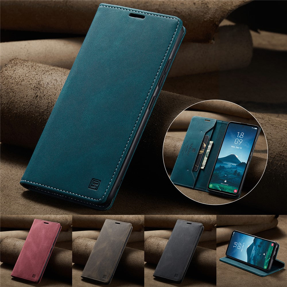 AUTSPACE For Samsung Galaxy S25+ Wallet Case A01 Leather Stand Cover with RFID Blocking Card Holder