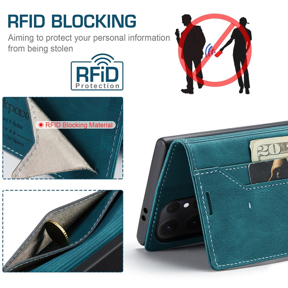 AUTSPACE For Samsung Galaxy S25 Ultra Wallet Case  A01 Leather Stand Cover with RFID Blocking Card Holder