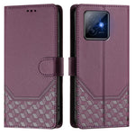 For Honor X60 GT 5G Case Imprinted Honeycomb RFID Blocking Leather Phone Cover with Strap