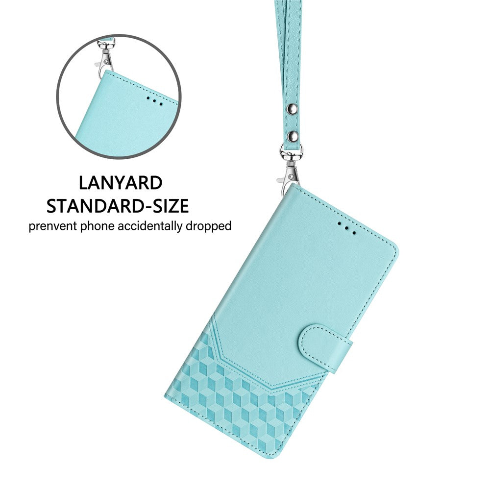 For Oppo K13 5G Case Imprinted Honeycomb RFID Blocking Leather Phone Cover with Strap