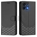 For Oppo K13 5G Case Imprinted Honeycomb RFID Blocking Leather Phone Cover with Strap