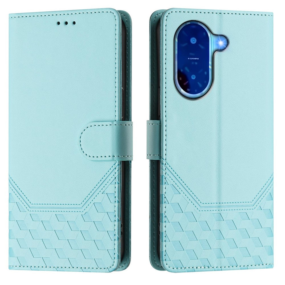For Xiaomi Redmi A5 NFC (EU) (173.45mm) Case Imprinted Honeycomb RFID Blocking Leather Phone Cover with Strap