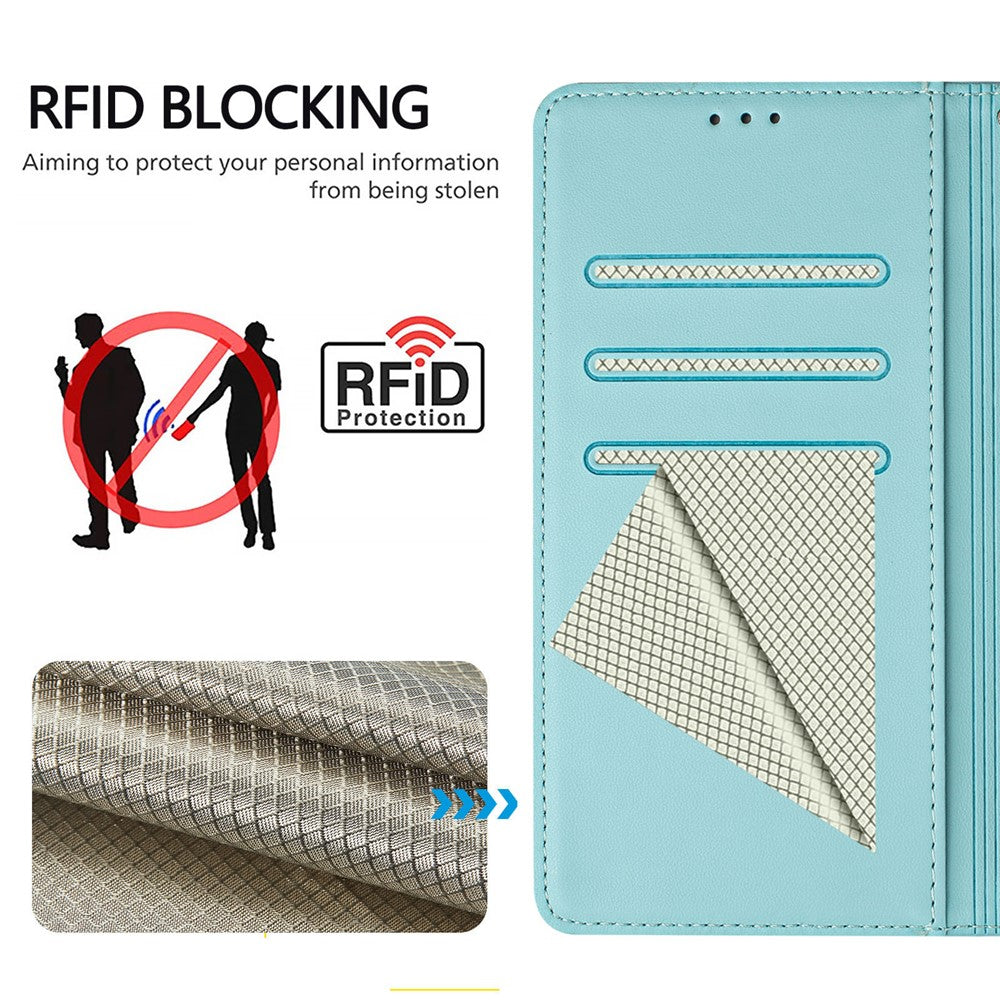 For Xiaomi Redmi A5 NFC (EU) (173.45mm) Case Imprinted Honeycomb RFID Blocking Leather Phone Cover with Strap