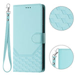 For Xiaomi Redmi A5 NFC (EU) (173.45mm) Case Imprinted Honeycomb RFID Blocking Leather Phone Cover with Strap