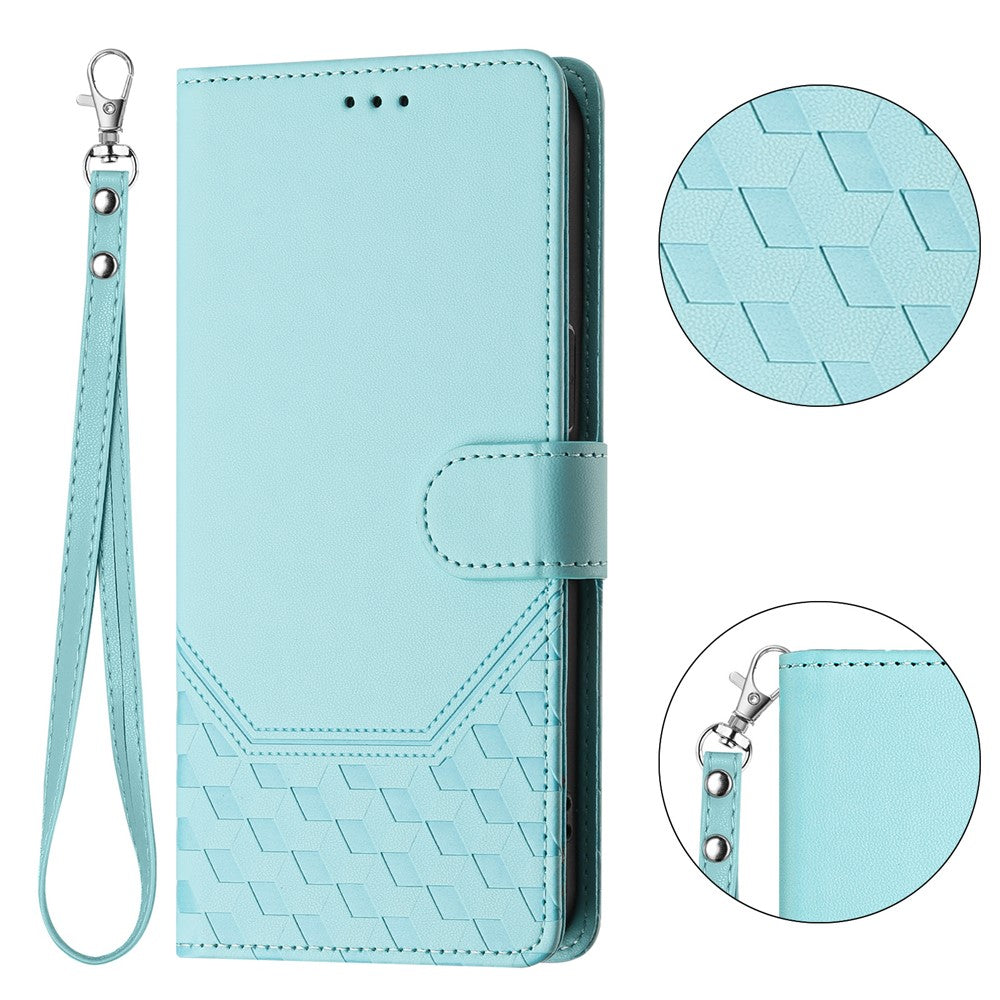 For Xiaomi Redmi A5 NFC (EU) (173.45mm) Case Imprinted Honeycomb RFID Blocking Leather Phone Cover with Strap