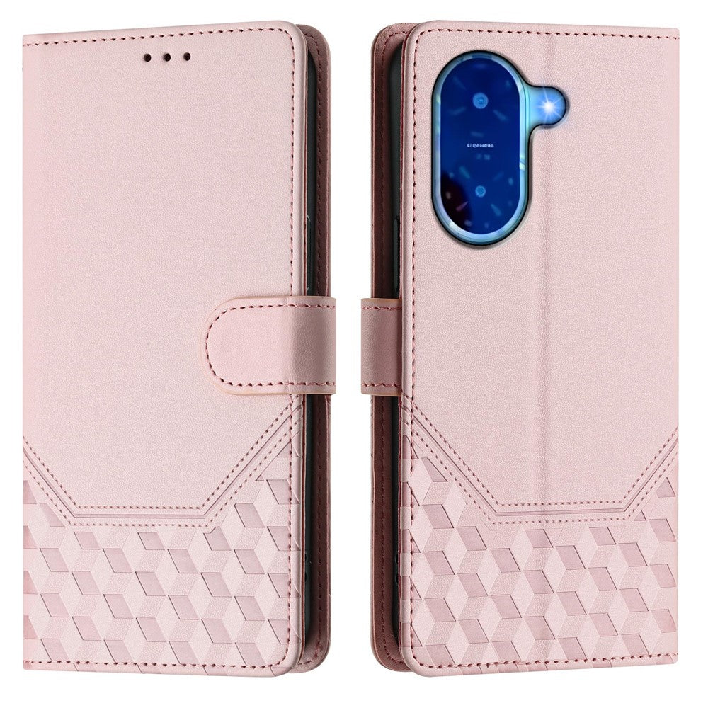For Xiaomi Redmi A5 NFC (EU) (173.45mm) Case Imprinted Honeycomb RFID Blocking Leather Phone Cover with Strap