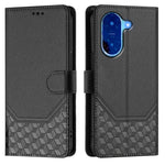 For Xiaomi Redmi A5 NFC (EU) (173.45mm) Case Imprinted Honeycomb RFID Blocking Leather Phone Cover with Strap